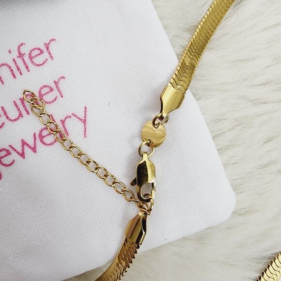 NWT Jennifer Zeuner Hamilton Snake Chain Necklace 14K Gold Plated Vermeil - Picture 8 of 9